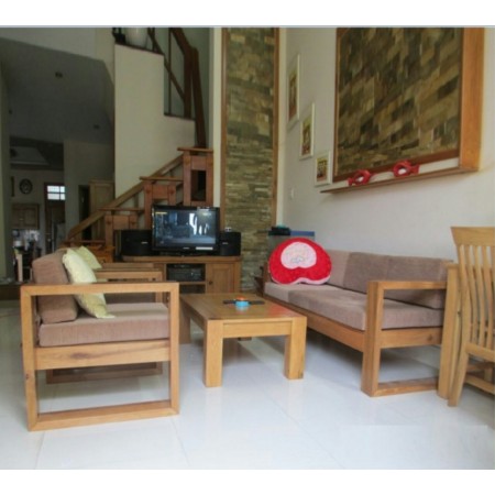Square Oak : Ghế Sofa Đơn Gỗ Sồi Kèm Nệm